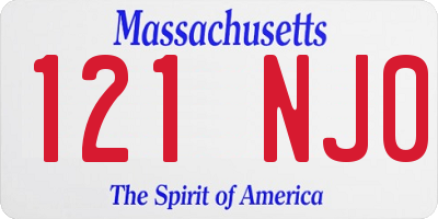MA license plate 121NJ0