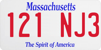 MA license plate 121NJ3