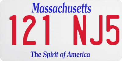 MA license plate 121NJ5