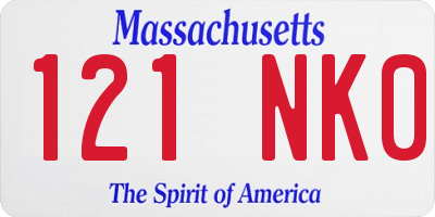 MA license plate 121NK0