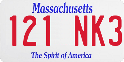 MA license plate 121NK3