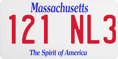 MA license plate 121NL3