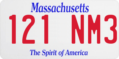 MA license plate 121NM3