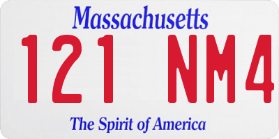 MA license plate 121NM4