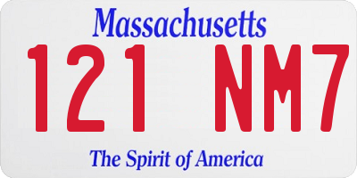 MA license plate 121NM7