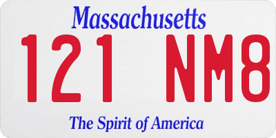 MA license plate 121NM8