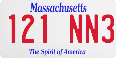 MA license plate 121NN3