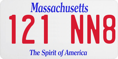 MA license plate 121NN8