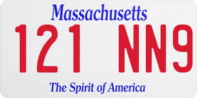 MA license plate 121NN9