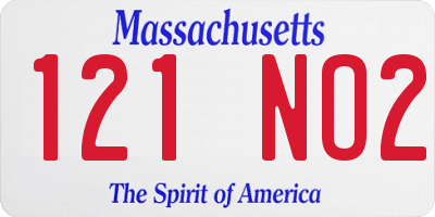 MA license plate 121NO2