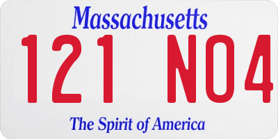 MA license plate 121NO4
