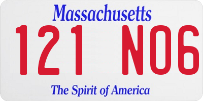 MA license plate 121NO6