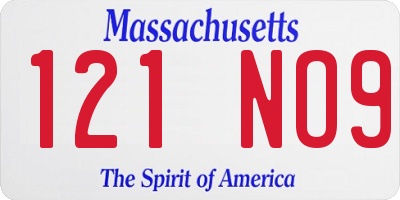 MA license plate 121NO9