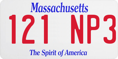 MA license plate 121NP3