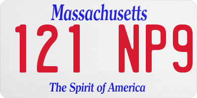 MA license plate 121NP9