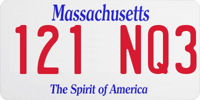 MA license plate 121NQ3