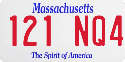 MA license plate 121NQ4