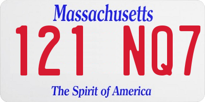 MA license plate 121NQ7