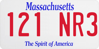 MA license plate 121NR3