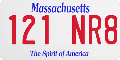 MA license plate 121NR8