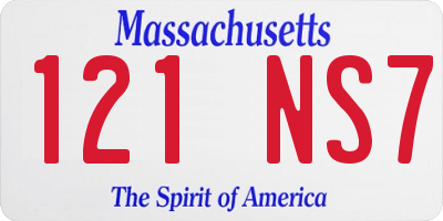 MA license plate 121NS7