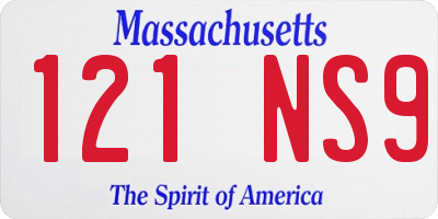 MA license plate 121NS9