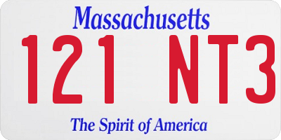 MA license plate 121NT3