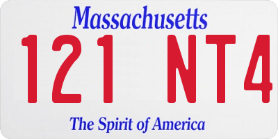 MA license plate 121NT4
