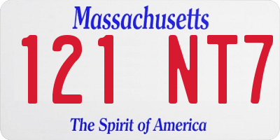 MA license plate 121NT7