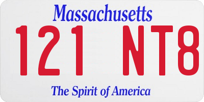 MA license plate 121NT8