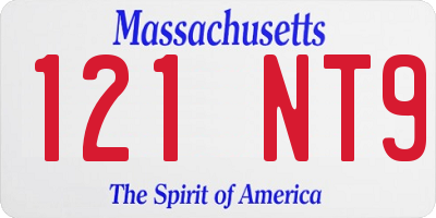 MA license plate 121NT9