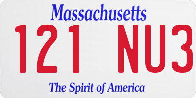 MA license plate 121NU3