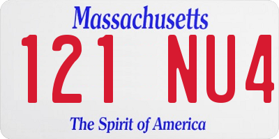 MA license plate 121NU4