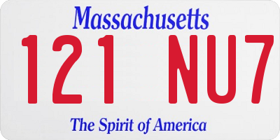 MA license plate 121NU7