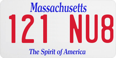 MA license plate 121NU8