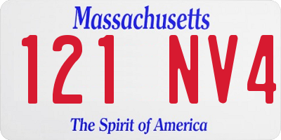 MA license plate 121NV4