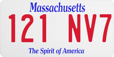 MA license plate 121NV7