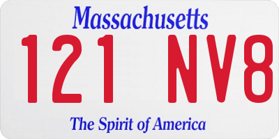 MA license plate 121NV8