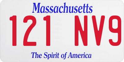 MA license plate 121NV9