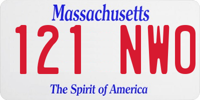 MA license plate 121NW0