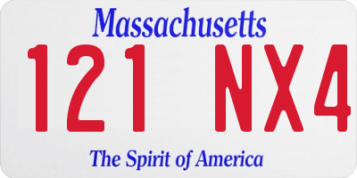 MA license plate 121NX4