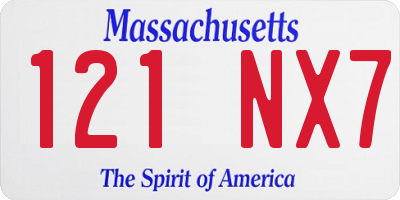 MA license plate 121NX7