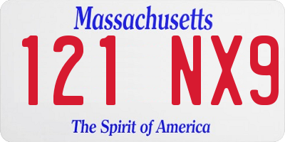 MA license plate 121NX9