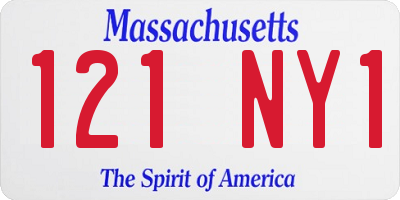 MA license plate 121NY1