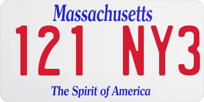 MA license plate 121NY3