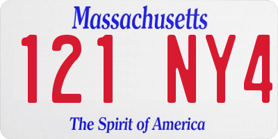 MA license plate 121NY4