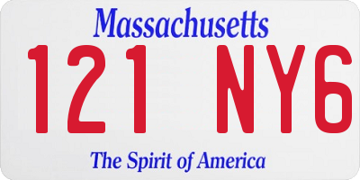 MA license plate 121NY6