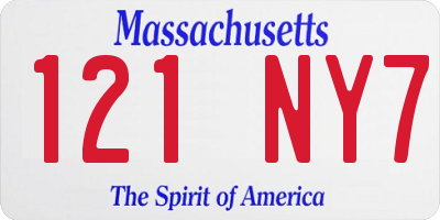 MA license plate 121NY7