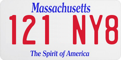 MA license plate 121NY8