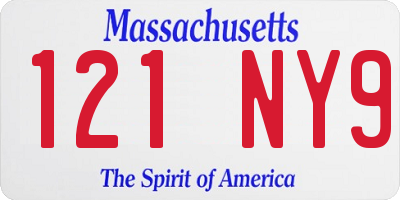 MA license plate 121NY9